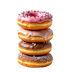 Stacked glazed donuts with pink icing on top