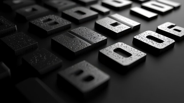 Dark concept of new year 2025, numbers with white blocks and dark black background