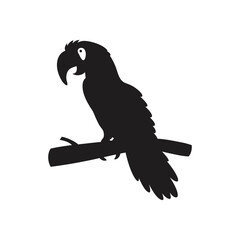 Elegant Silhouette of a Parrot Perched on a Branch