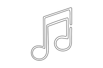 Music icon one line drawing of minimalist vector icon with black and white background
