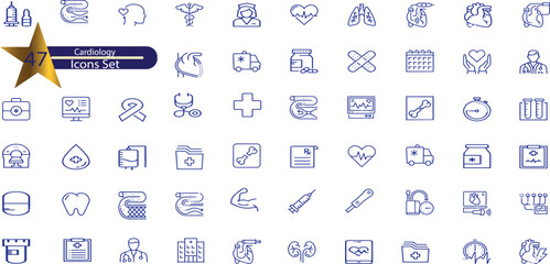 cardiology simple icons set. Contains such icons