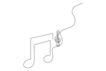 Music icon one line drawing of minimalist vector icon with black and white background
