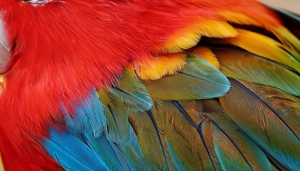 Fototapeta premium Generated image A close-up of the vibrant feathers on an exotic bird
