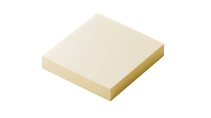 Yellow sticky note pad with a smooth surface and clean edges, ideal for reminders or creative projects. Isolated on transparent background