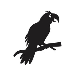 Elegant Silhouette of a Parrot Perched on a Branch