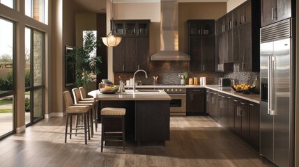 Modern kitchen interior design spacious home high-quality photography bright environment contemporary style