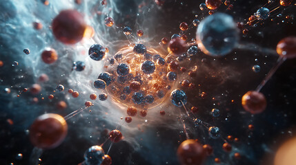 Cosmic Connection: A mesmerizing abstract background of interconnected spheres, radiating with celestial energy and evoking the vastness of the universe. 