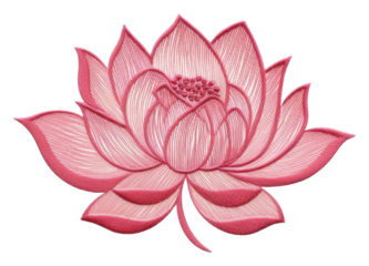 PNG  Cute minimal Lotus in embroidery style flower petal plant.