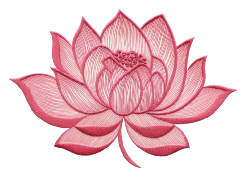PNG  Cute minimal Lotus in embroidery style flower petal plant.