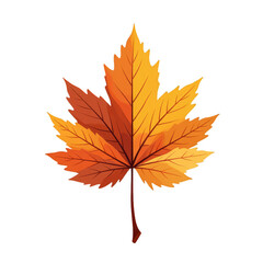 Fototapeta premium Autumn leaf with gradient colors of orange, yellow, and red on a black background
