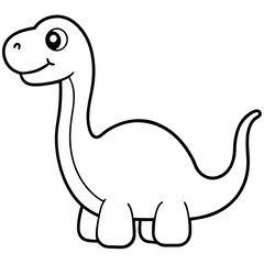 Cute Cartoon vevtor Dinosaur Coloring Page Outline.