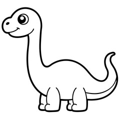 Cute Cartoon vevtor Dinosaur Coloring Page Outline.