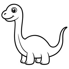 Cute Cartoon vevtor Dinosaur Coloring Page Outline.
