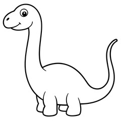 Cute Cartoon vevtor Dinosaur Coloring Page Outline.