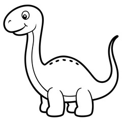 Cute Cartoon vevtor Dinosaur Coloring Page Outline.