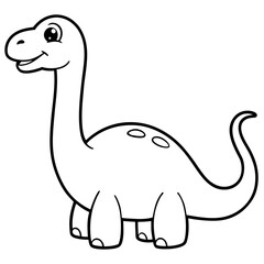 Cute Cartoon vevtor Dinosaur Coloring Page Outline.