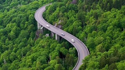 Aerial view of the bridge and the road over the river Pinios in
