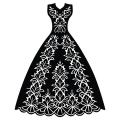 Lace silhouette wedding vector on white background