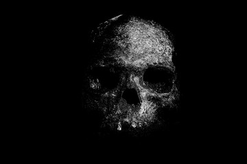 skull of an old man on the sand in the desert found during excavations of the old city in the...