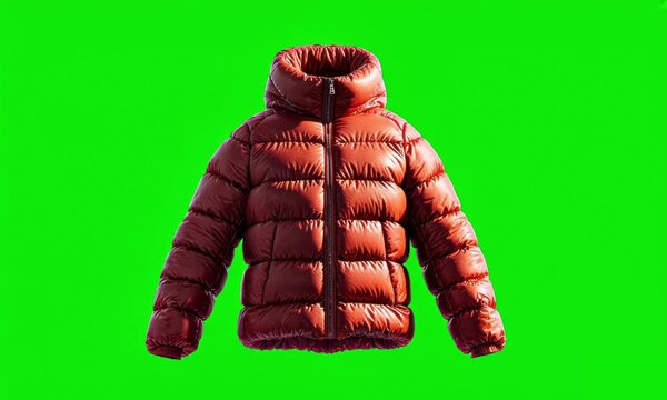 Puffer Jacket Rotation on Green Background 