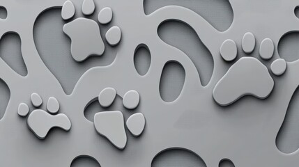 Vector seamless pattern with dog paw tracks. Animal background. Pet footprints backdrop. Design for textile, wrapping, print. Illuminating and Ultimate Gray.