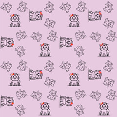 Cat vector pattern in illustrator.