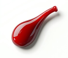 Shiny Red Teardrop Shaped Glass Object Isolated