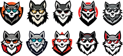 Wolf Head, icon, majestic logo style vector art illustration 