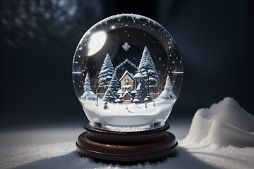 Cute Snow Globe in The Snow at Night