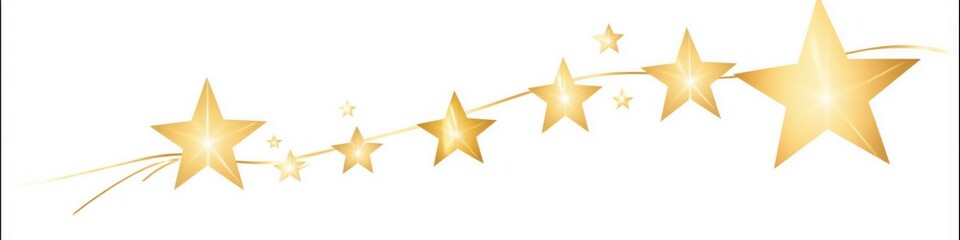 Obraz premium Golden shooting stars aligned in a trail, symbolizing celebration, success, and magical themes, suitable for festive or decorative designs.