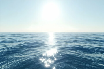 Obraz premium A serene ocean scene with sunlight reflecting off calm waters.