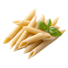 3D Render of Raw Penne Rigate, Uncooked Italian Pasta, Transparent Background, Full Depth of Field