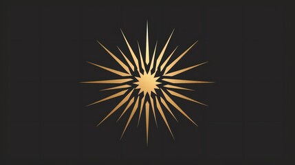 A golden starburst design against a black background.