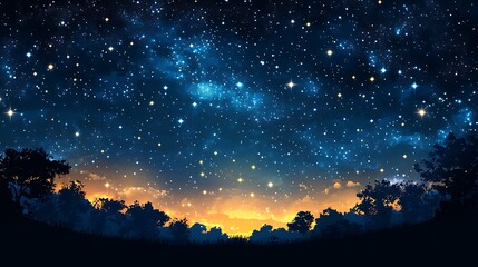 Fototapeta premium Starry night sky background with a blue starry