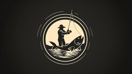 Fototapeta premium A fisherman reeling in a big fish.