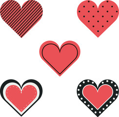 Heart, love, romance or valentine's day red heart. Heart vector icons.