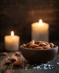 Almonds with Sea Salt in Rustic Ambiance