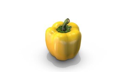 Yellow bell pepper Rotation on a White Background
