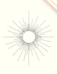 Obraz premium Sun rays hand drawn, linear drawing, isometry, with white tones