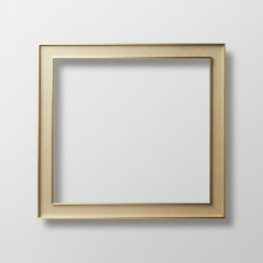 Fototapeta premium Square gold frame with a minimalist design, ideal for modern decor and displaying art or photos. Isolated on transparent background,