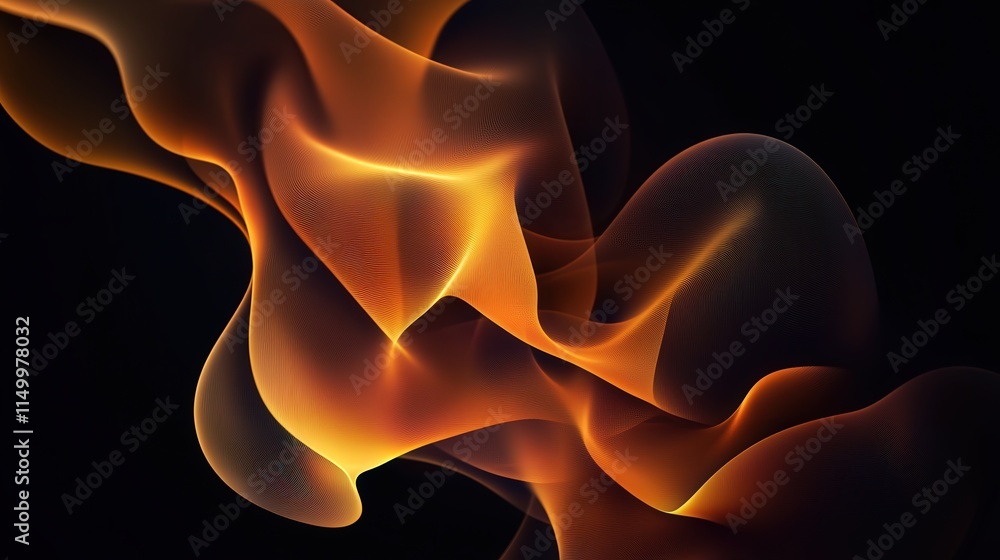 Poster visualize a black background with minimal abstract shapes that softly contrast against the darkness.