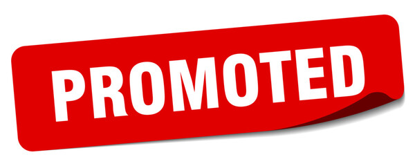 PROMOTED sticker isolated on white background