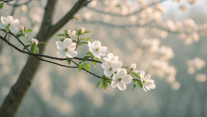 Obraz premium Blooming Dogwood Tree - Elegant Spring Background for Text