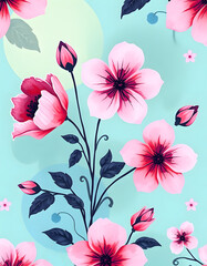 Watercolor floral pattern, grunge, with white tones