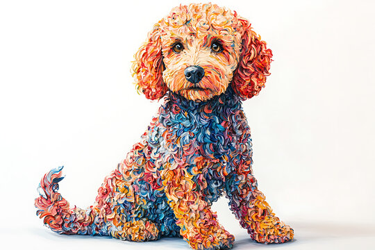 Vibrant Colorful Impasto Painting of a Cute Toy Poodle Dog