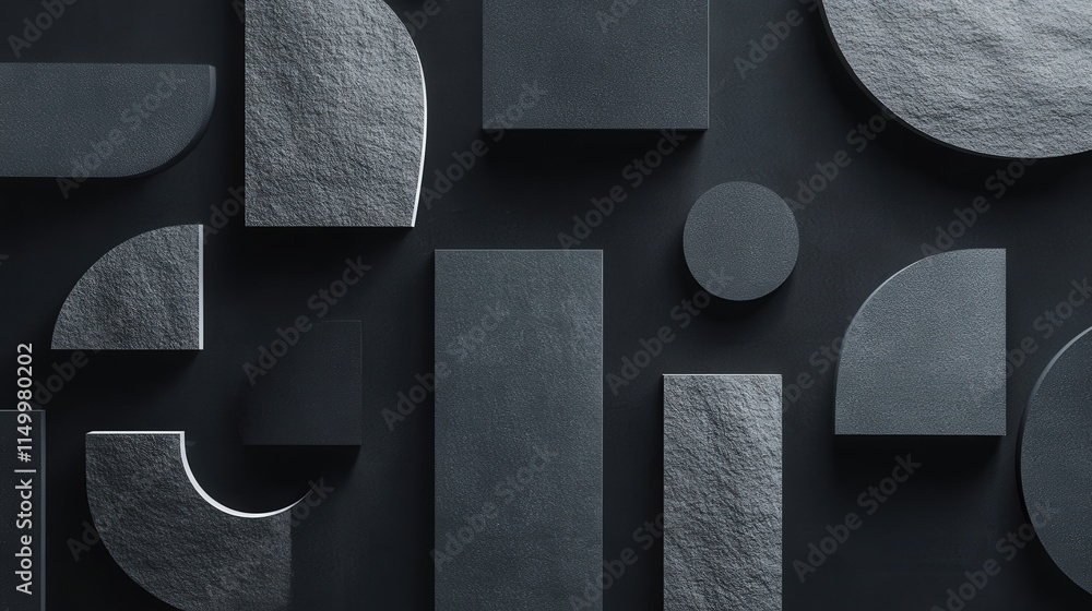 Aufkleber visualize a deep black background featuring abstract shapes in a minimalist style.
