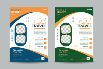 Travel Flyer or Poster Template design layout, Travel agency flyer vector posters for business.	