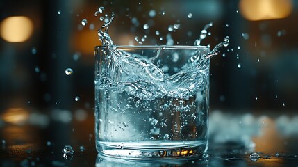 Water splash action glass table photography indoor close-up