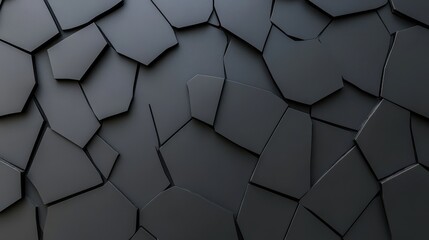 Abstract geometric black shapes form a textured, modern design, showcasing simplicity and depth through shadow and contour arrangements.