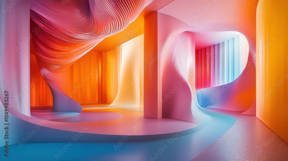 Aufkleber visualize a photo filled with dynamic gradient textures, where colors shift fluidly from warm orange